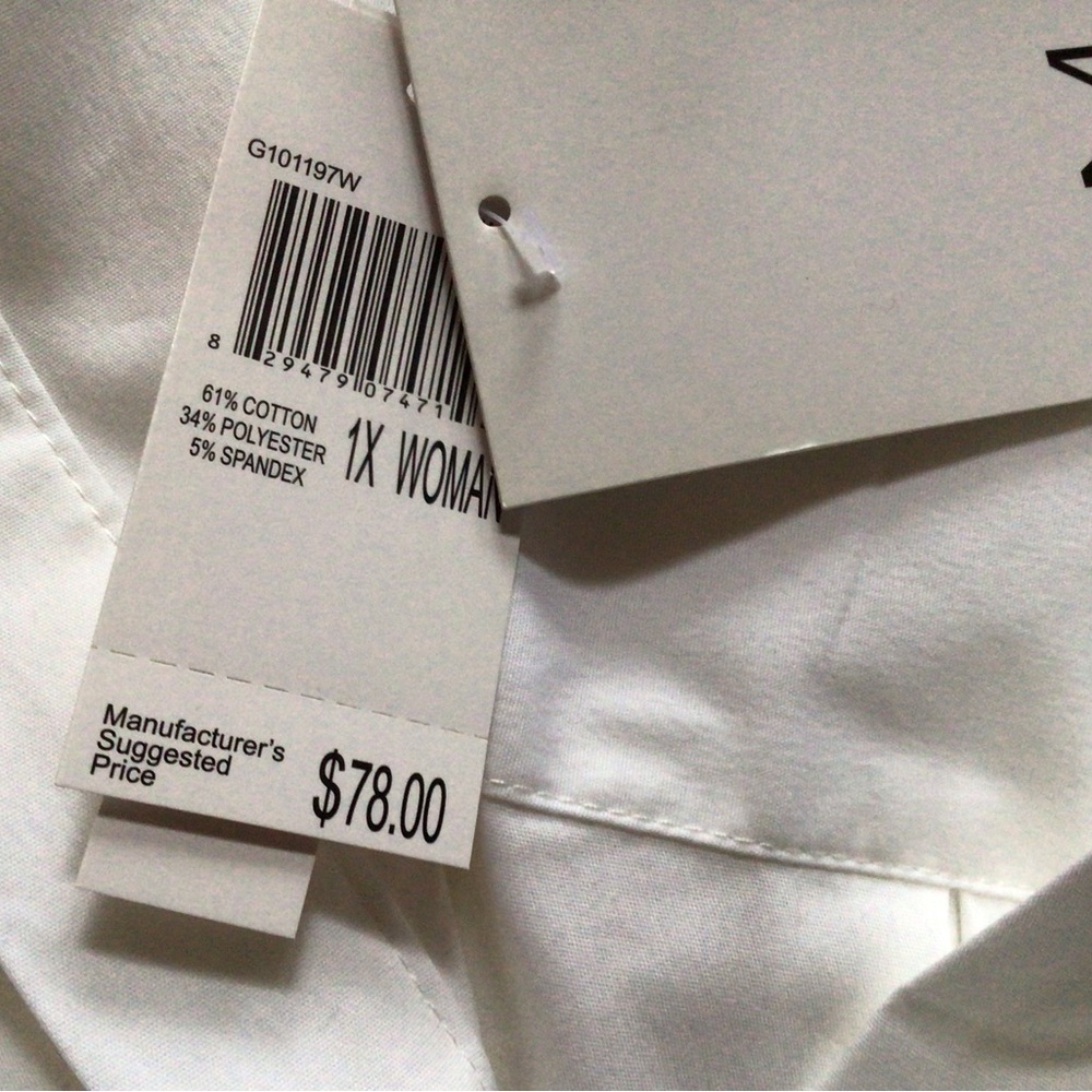 Magaschoni White Split Neck Long Sleeve Blouse Top Size 1X - Picture 6 of 6